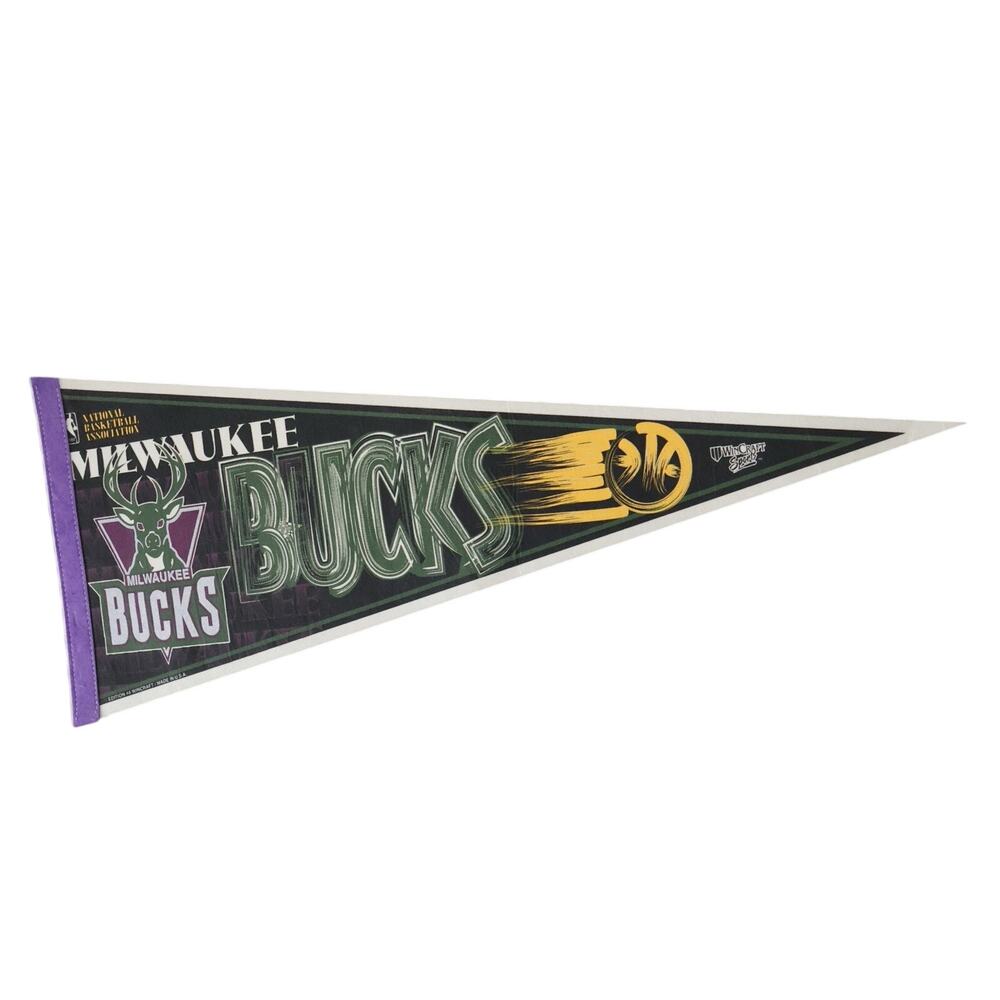 Vintage Wincraft Sports Milwaukee Bucks Felt Pennant Basketball NBA 90s